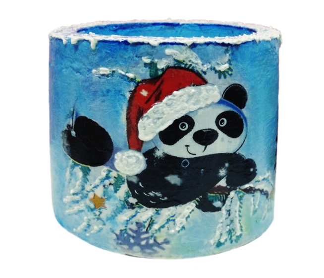 DECOUPAGE ΚΟΥΦΩΤΟ ΚΥΛΙΝΔΡΙΚΟ ΚΕΡΙΝΟ Ø125x105mm ΑΡΚΟΥΔΑΚΙ 0