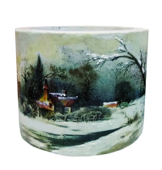 DECOUPAGE ΚΟΥΦΩΤΟ ΚΥΛΙΝΔΡΙΚΟ ΚΕΡΙΝΟ Ø125x105mm ΣΠΙΤΙ ΧΙΟΝΙ 0
