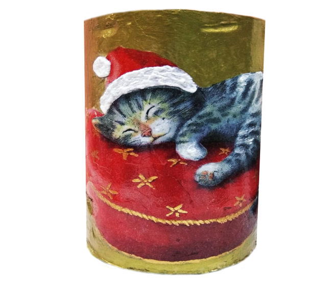 DECOUPAGE ΚΥΛΙΝΔΡΙΚΟ ΚΕΡΙΝΟ Ø100x150mm ΓΑΤΟΥΛΑ 0