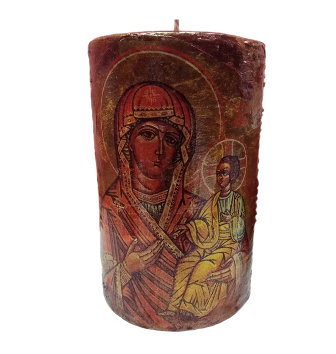 DECOUPAGE ΚΥΛΙΝΔΡΙΚΟ ΚΕΡΙΝΟ Ø90x140mm ΠΑΝΑΓΙΑ 0