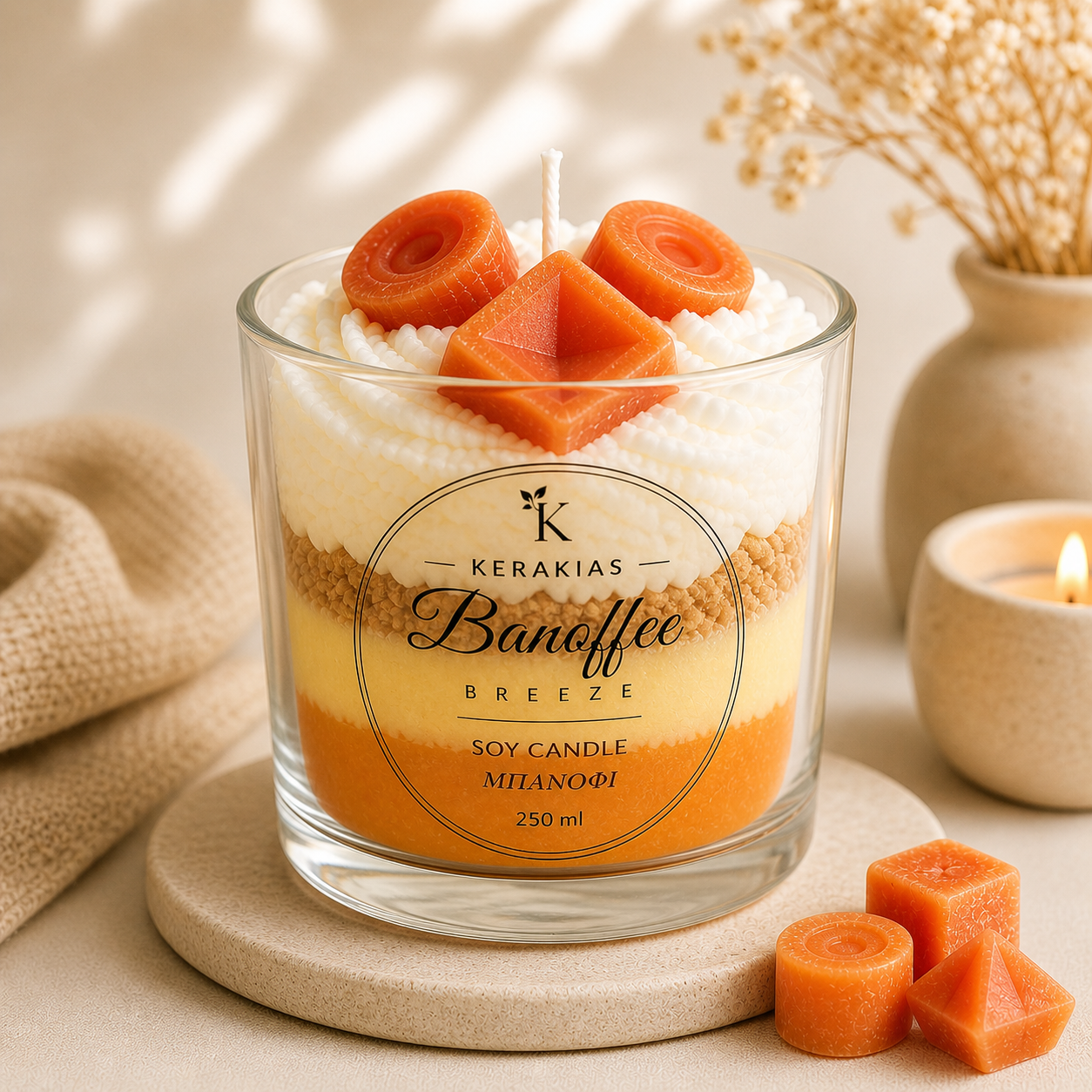 ΑΡΩΜΑΤΙΚΟ ΚΕΡΙ ΣΕ ΠΟΤΗΡΙ ΓΥΑΛΙΝΟ Ø85x90mm BANOFFEE (ΒΑΝΙΛΙΑ) 0
