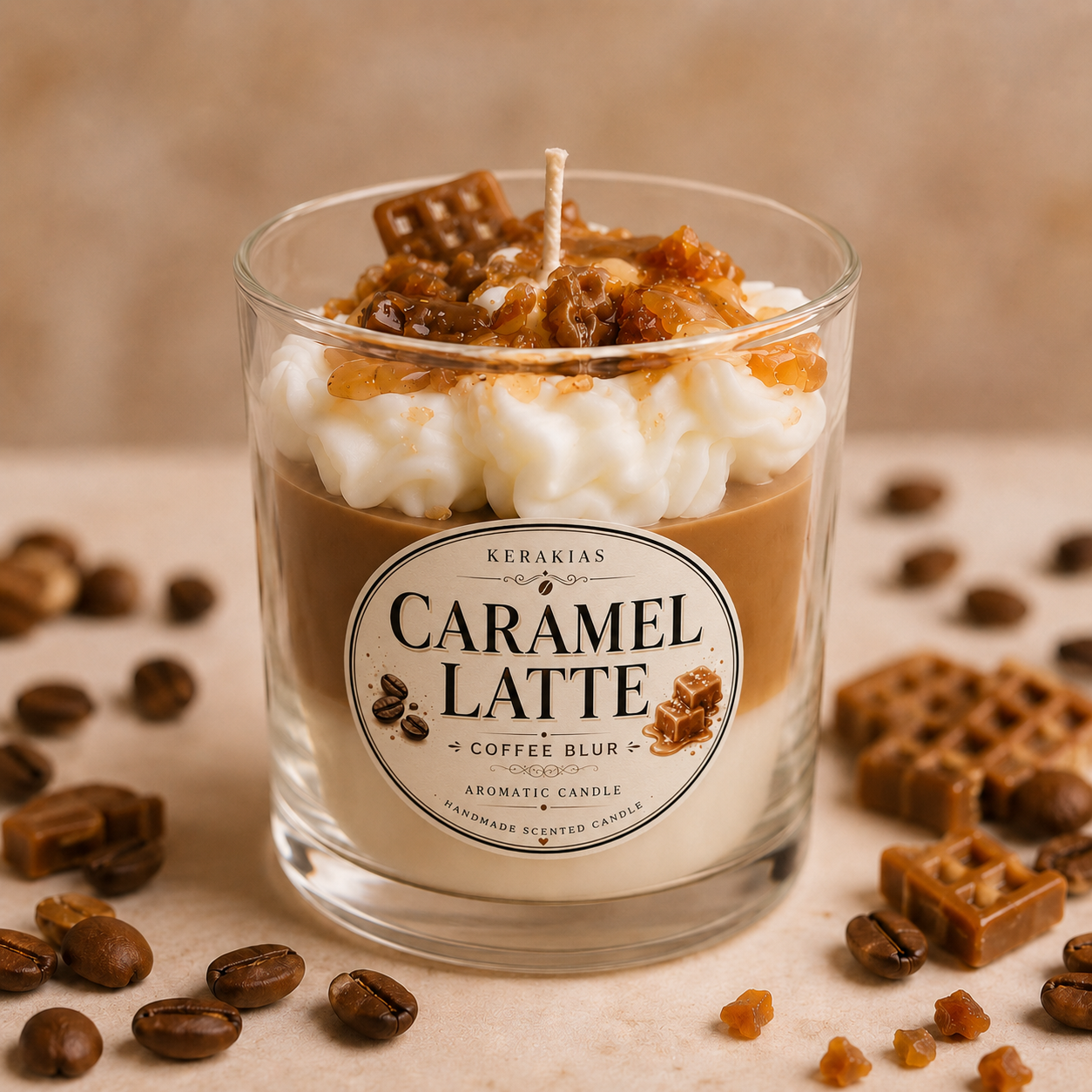 ΑΡΩΜΑΤΙΚΟ ΚΕΡΙ ΣΕ ΠΟΤΗΡΙ ΓΥΑΛΙΝΟ Ø85x90mm CARAMEL LATTE (COFFEE) 01
